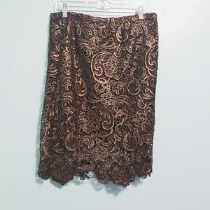 Sans Souci Womens Skirt Black with Gold Lace Size XL
